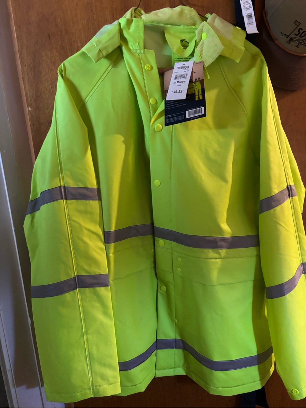 High-Visibility Safety Raincoat with Reflective Stripes